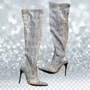 Truffle High Reptile Stilleto Over The Knee Boots